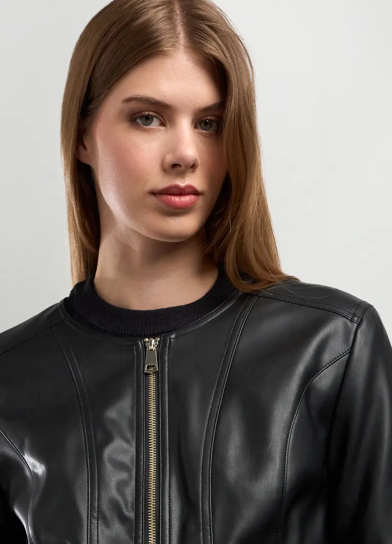 Giacca In Eco Pelle Donna, Nero miniatura 3