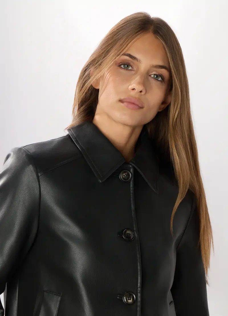 Giacca In Eco Pelle Donna, Nero miniatura 3