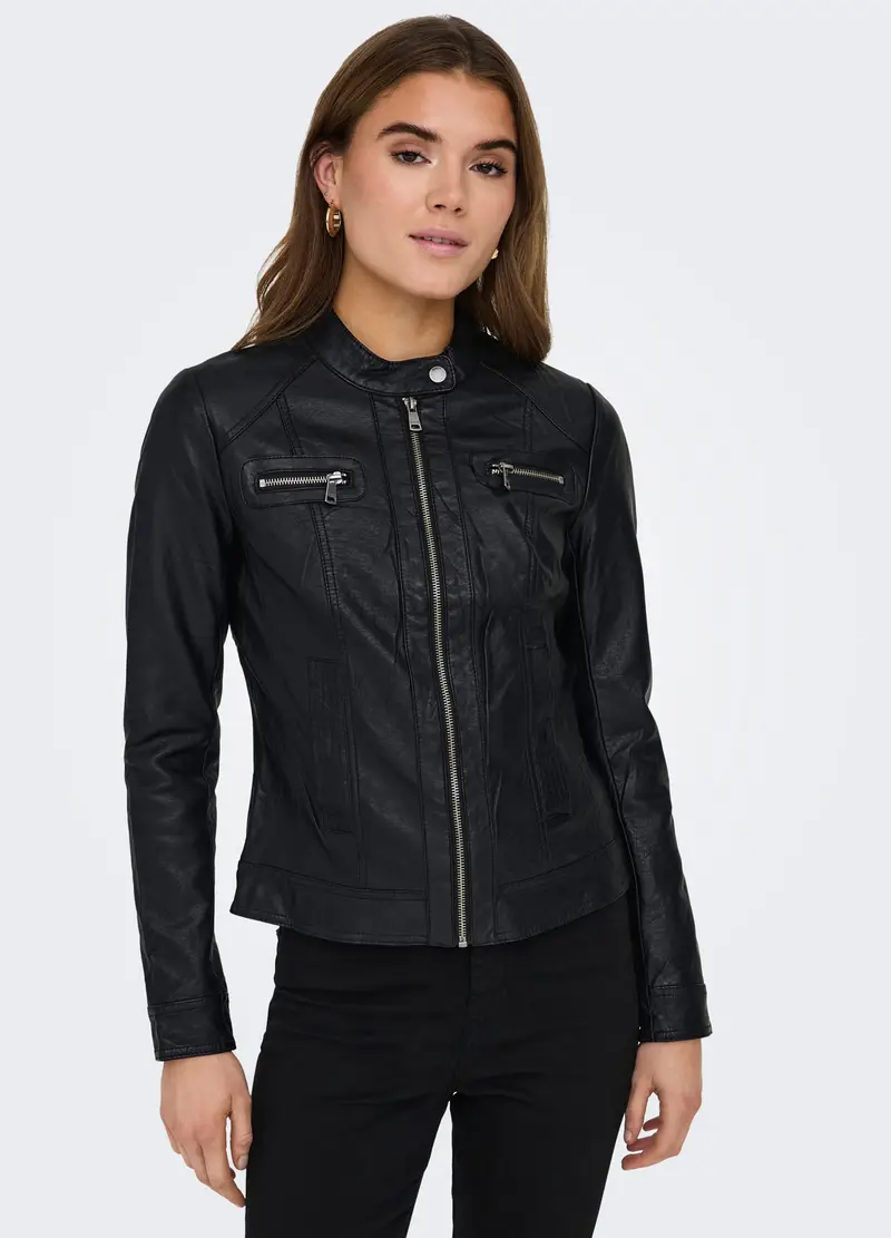 Giacca In Eco Pelle Donna, Nero