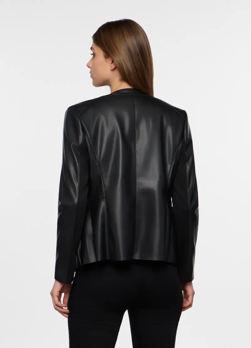 Giacca In Eco Pelle Donna, Nero miniatura 2