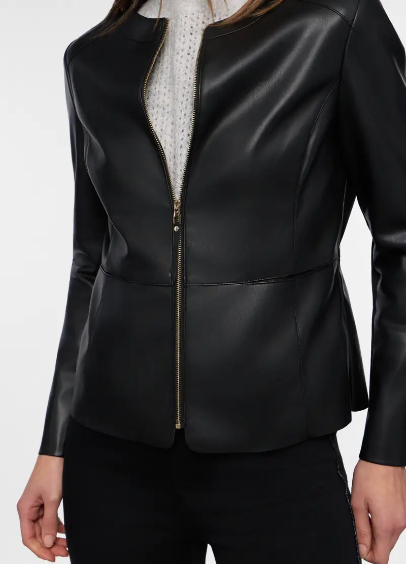 Giacca In Eco Pelle Donna, Nero miniatura 3