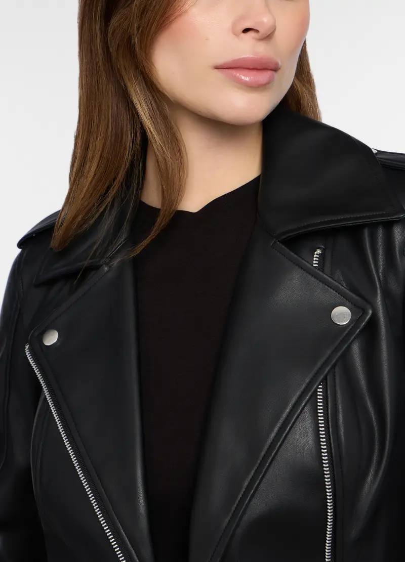 Giacca In Eco Pelle Donna, Nero miniatura 3