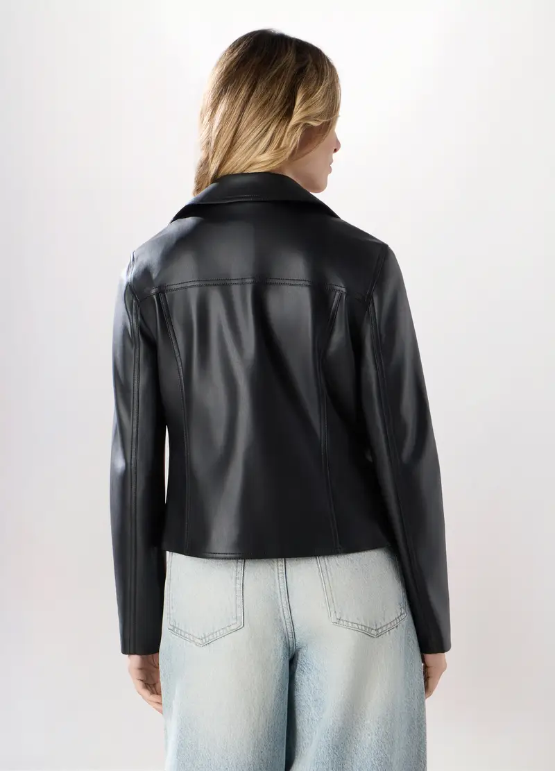 Giacca In Ecopelle Donna, Nero miniatura 2