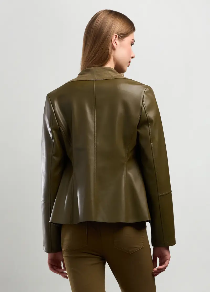 Giacca In Ecopelle Donna, Verde salvia miniatura 2