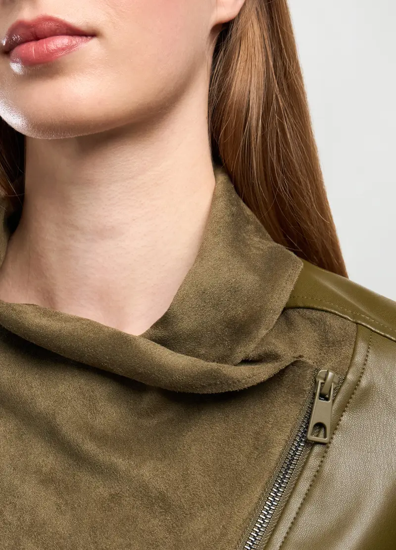 Giacca In Ecopelle Donna, Verde salvia miniatura 3