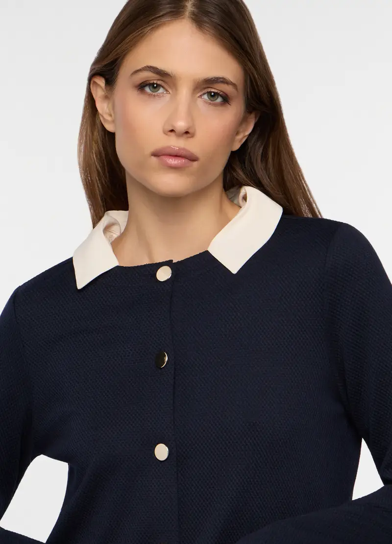 Giacca In Maglia Stretch Donna, Blu navy miniatura 3