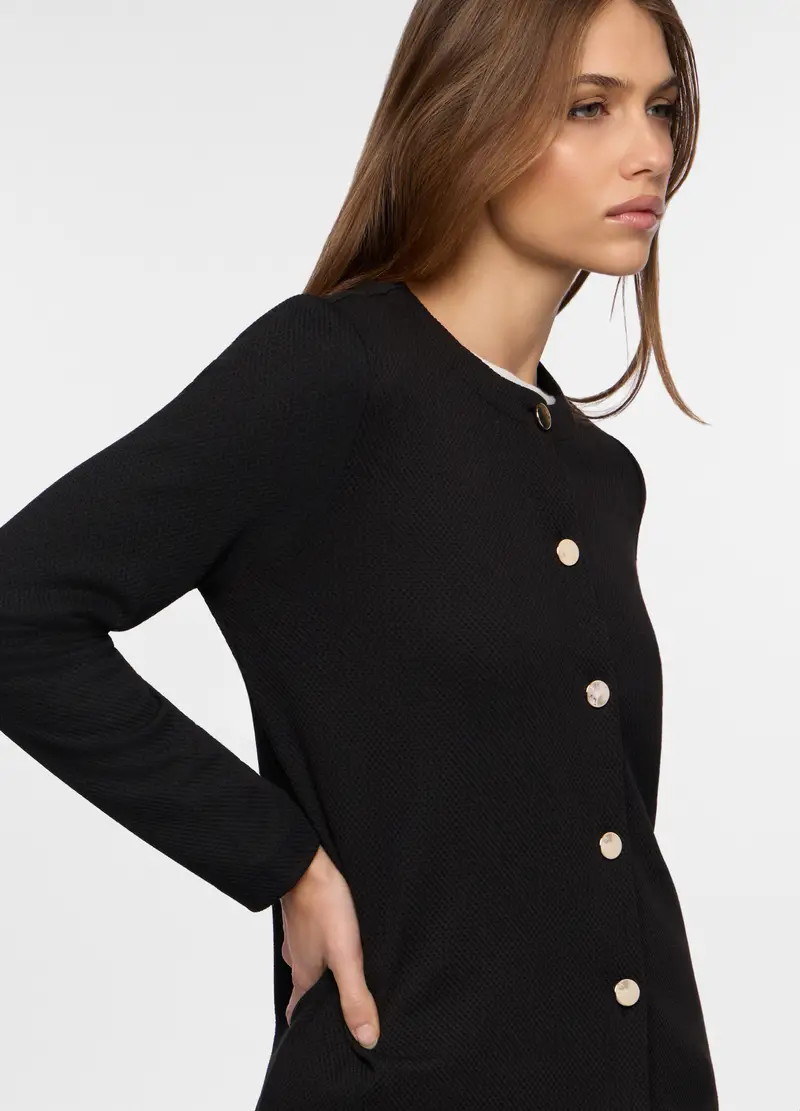 Giacca In Maglia Stretch Donna, Nero miniatura 3