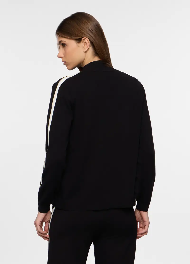 Giacca In Punto Milano Stretch Donna, Nero/Bianco miniatura 2