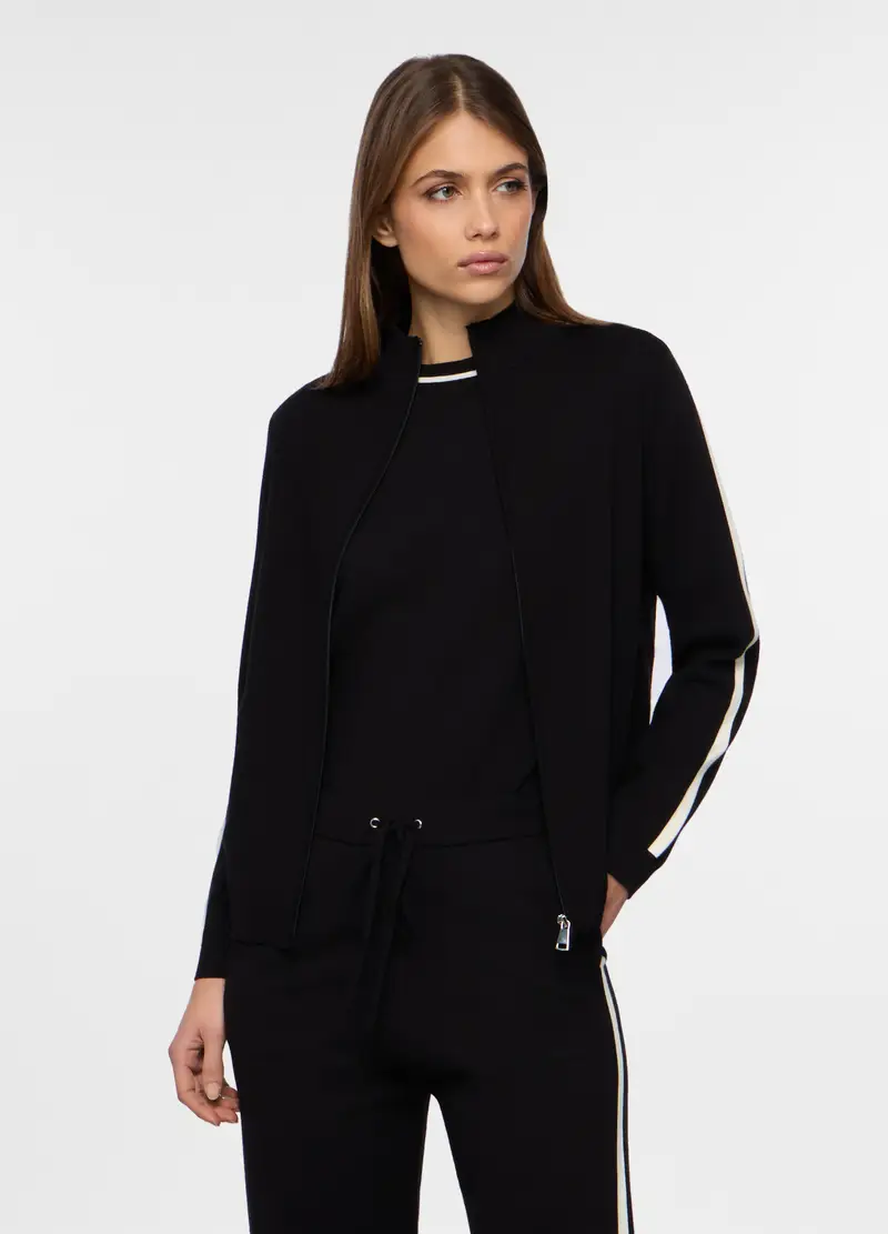 Giacca In Punto Milano Stretch Donna, Nero/Bianco