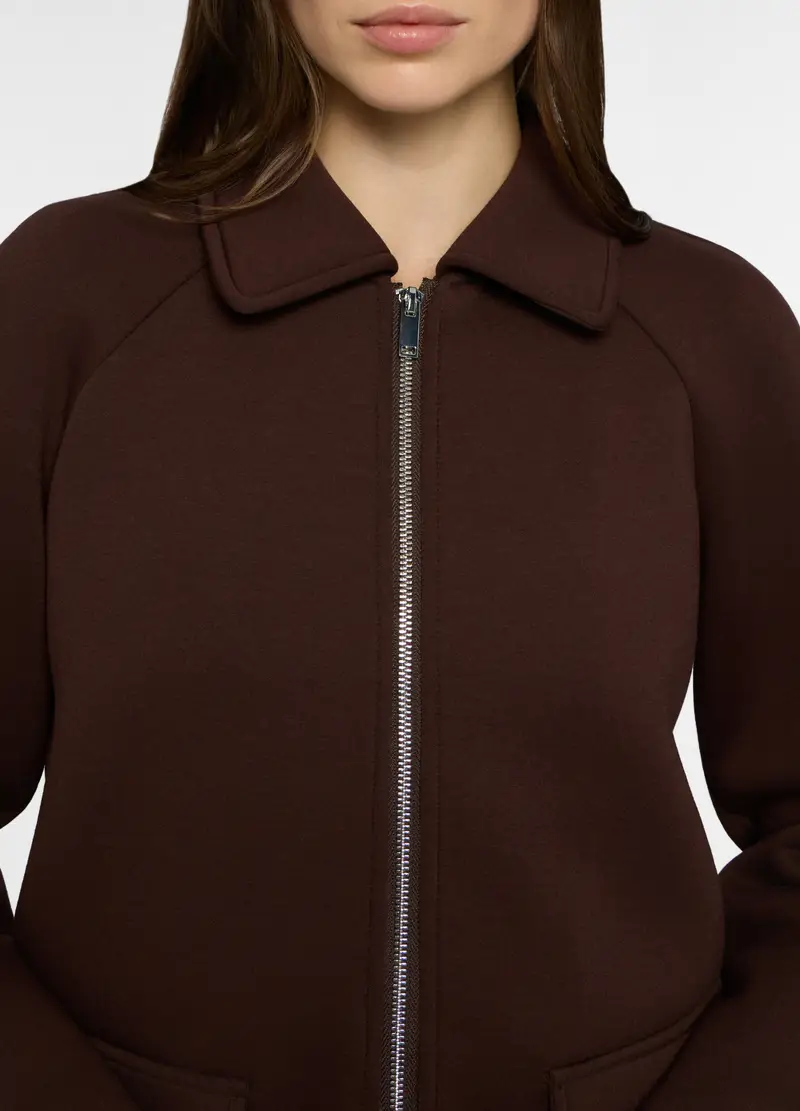 Giacca In Scuba Donna, Marrone cioccolato miniatura 3