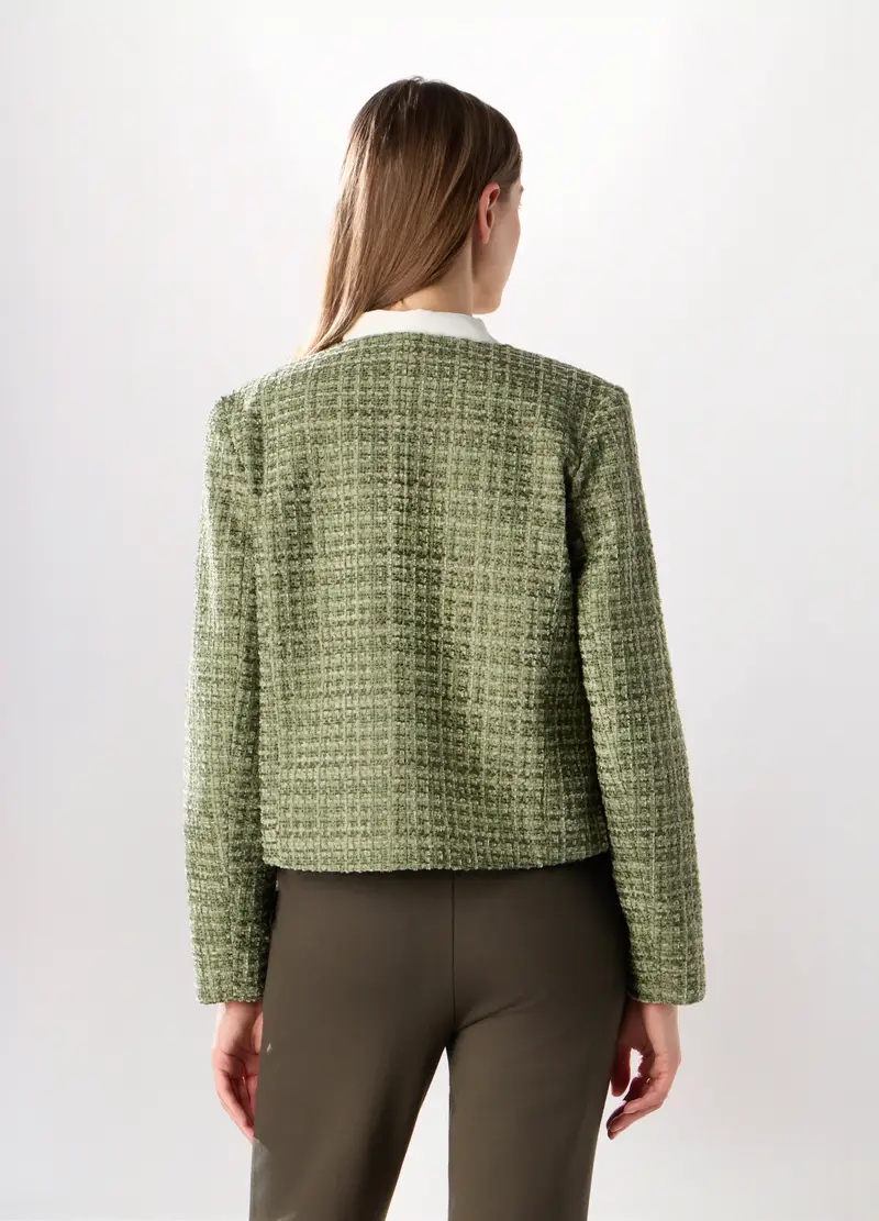 Giacca In Tweed Donna, Verde foglia miniatura 2
