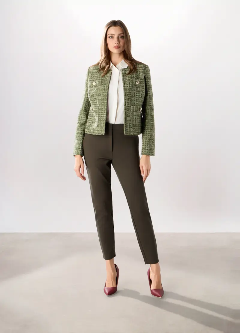 Giacca In Tweed Donna, Verde foglia