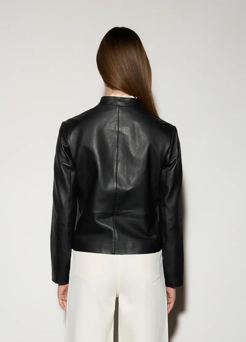 Giacca In Vera Pelle Donna, Unisex, Nero miniatura 3