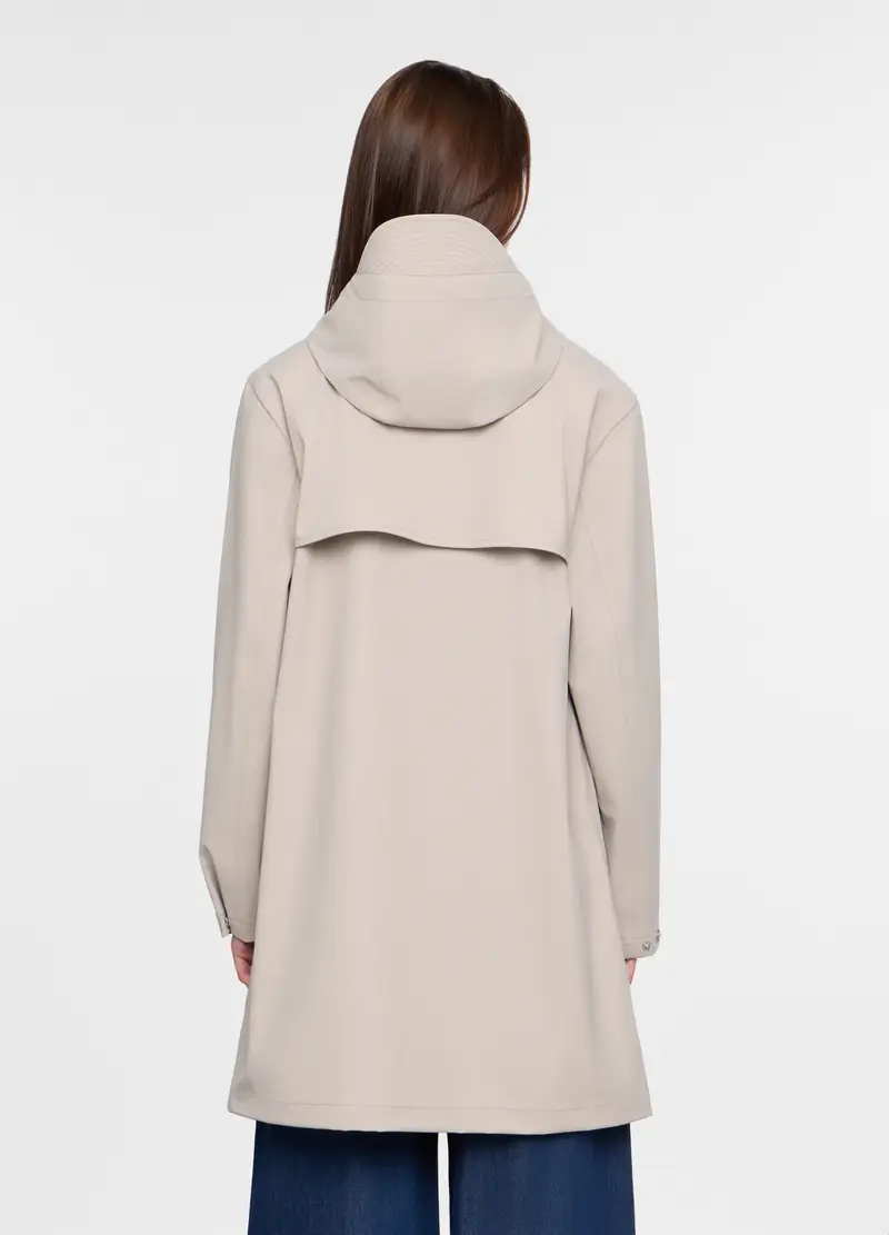 Giacca Lunga Antipioggia Con Cappuccio Donna, Unisex, Grigio chiaro miniatura 2