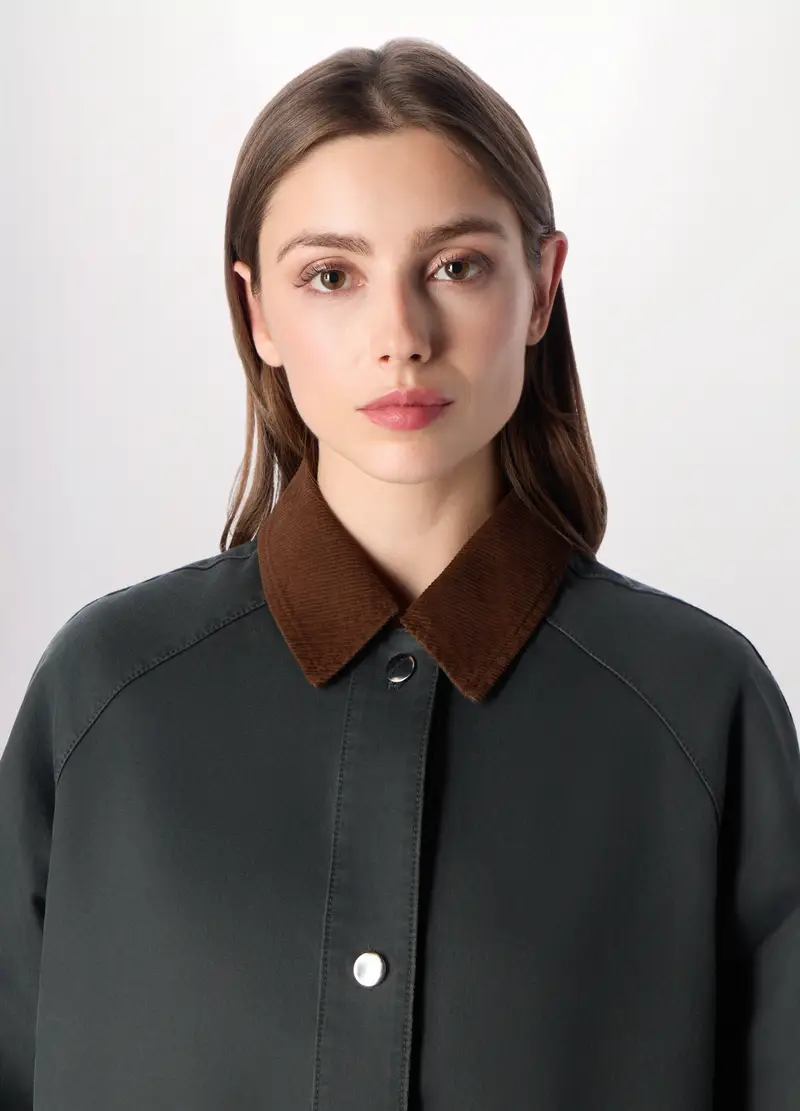 Giacca Misto Cotone Donna, Verde scuro miniatura 3