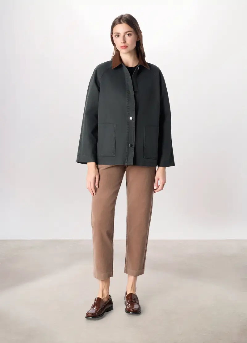 Giacca Misto Cotone Donna, Verde scuro