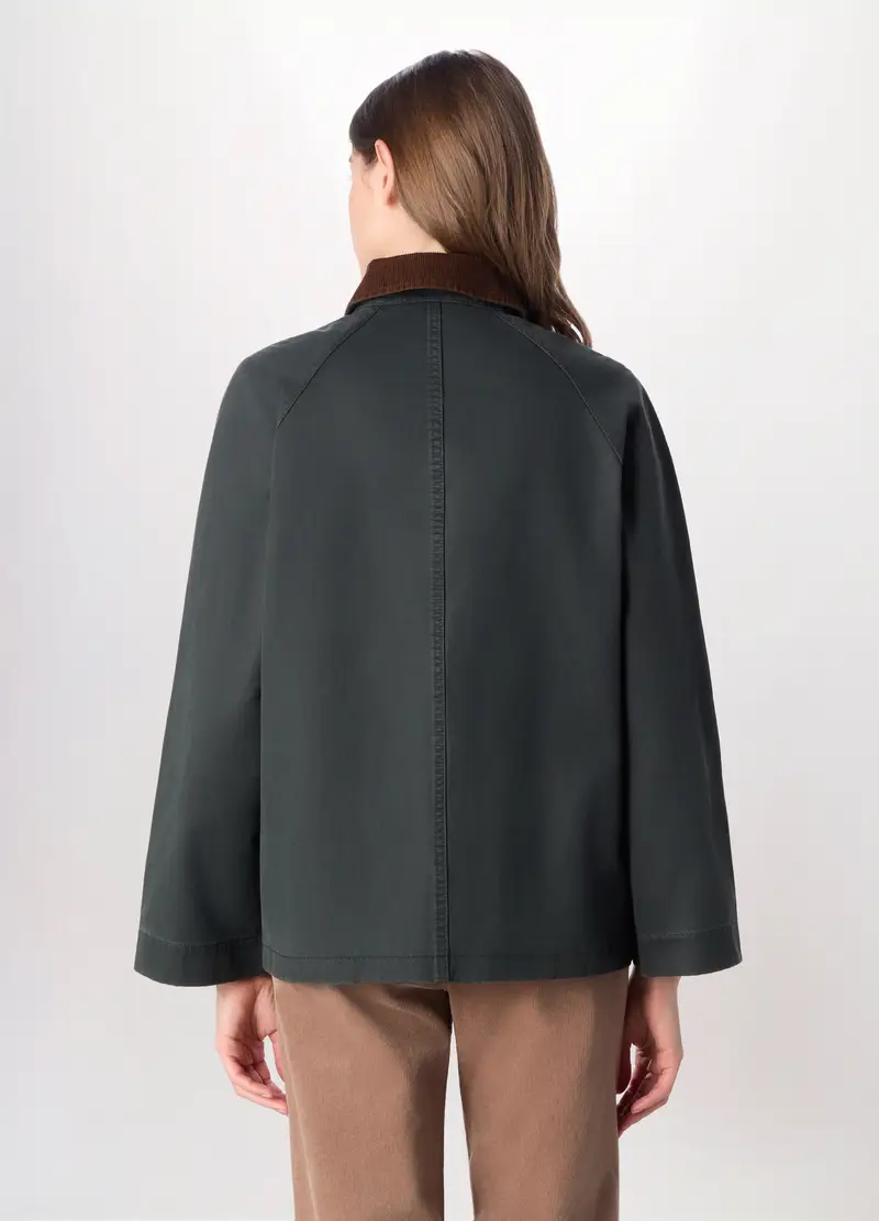 Giacca Misto Cotone Donna, Verde scuro miniatura 2