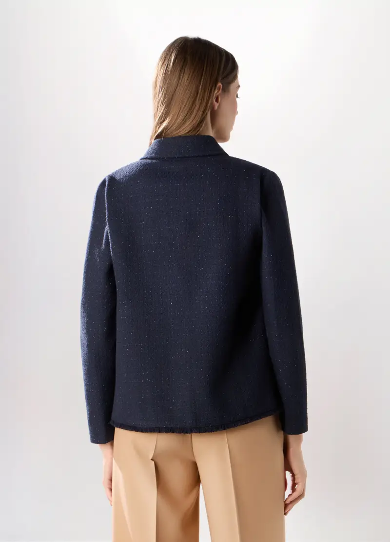 Giacca Misto Lana Donna, Blu navy miniatura 2
