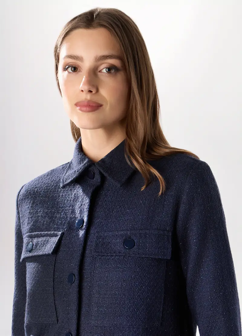 Giacca Misto Lana Donna, Blu navy miniatura 3