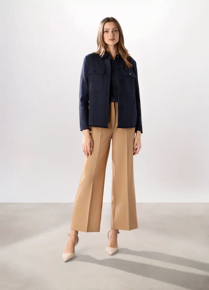 Giacca Misto Lana Donna, Blu navy