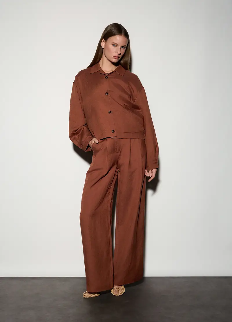 Giacca Misto Lino Donna, Unisex, Marrone tabacco