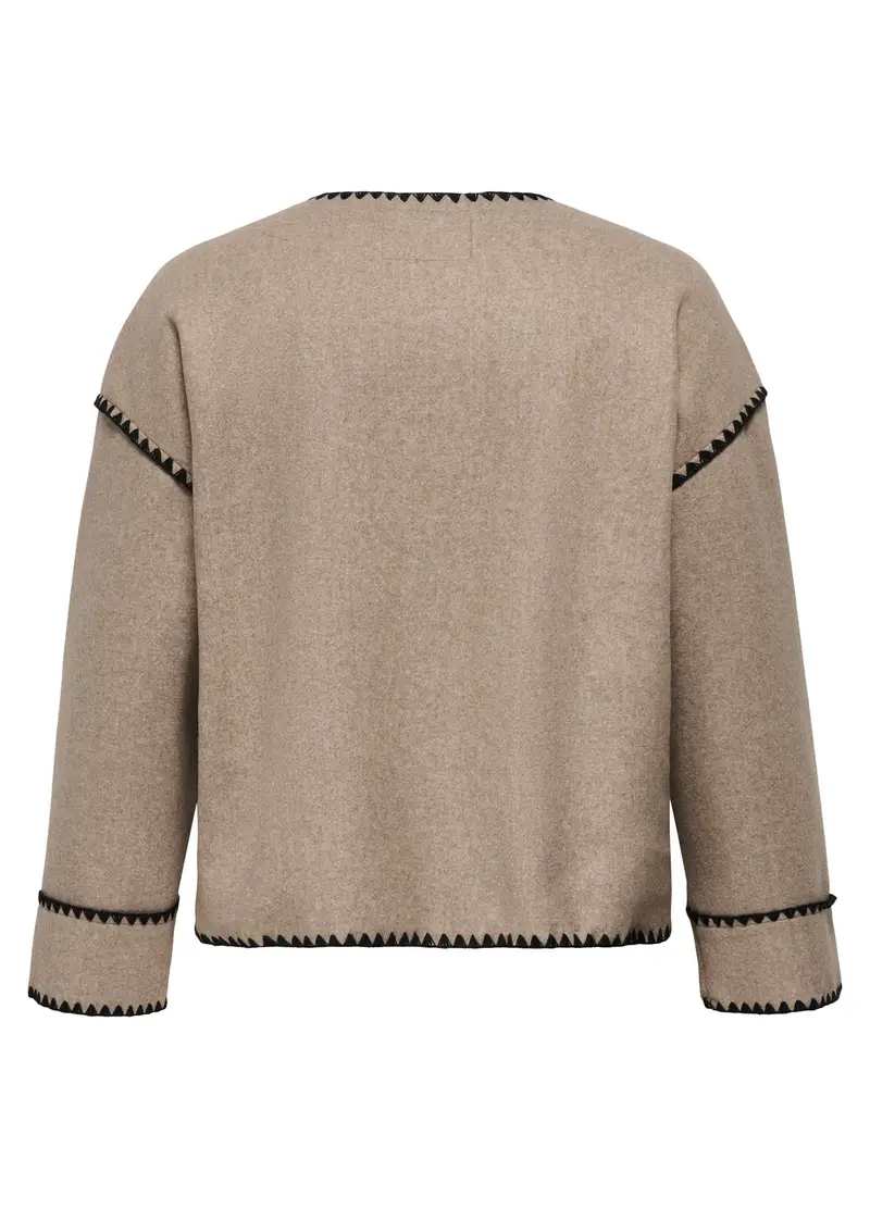 Giacca Paricollo Con Tasche Frontali, Unisex, Beige miniatura 2