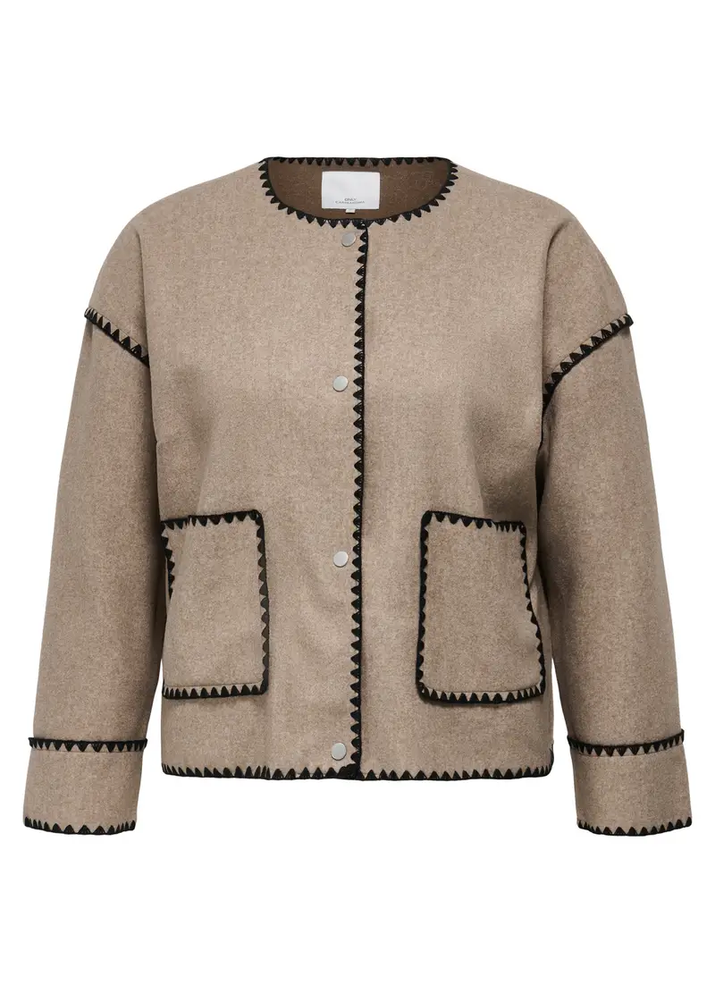 Giacca Paricollo Con Tasche Frontali, Unisex, Beige