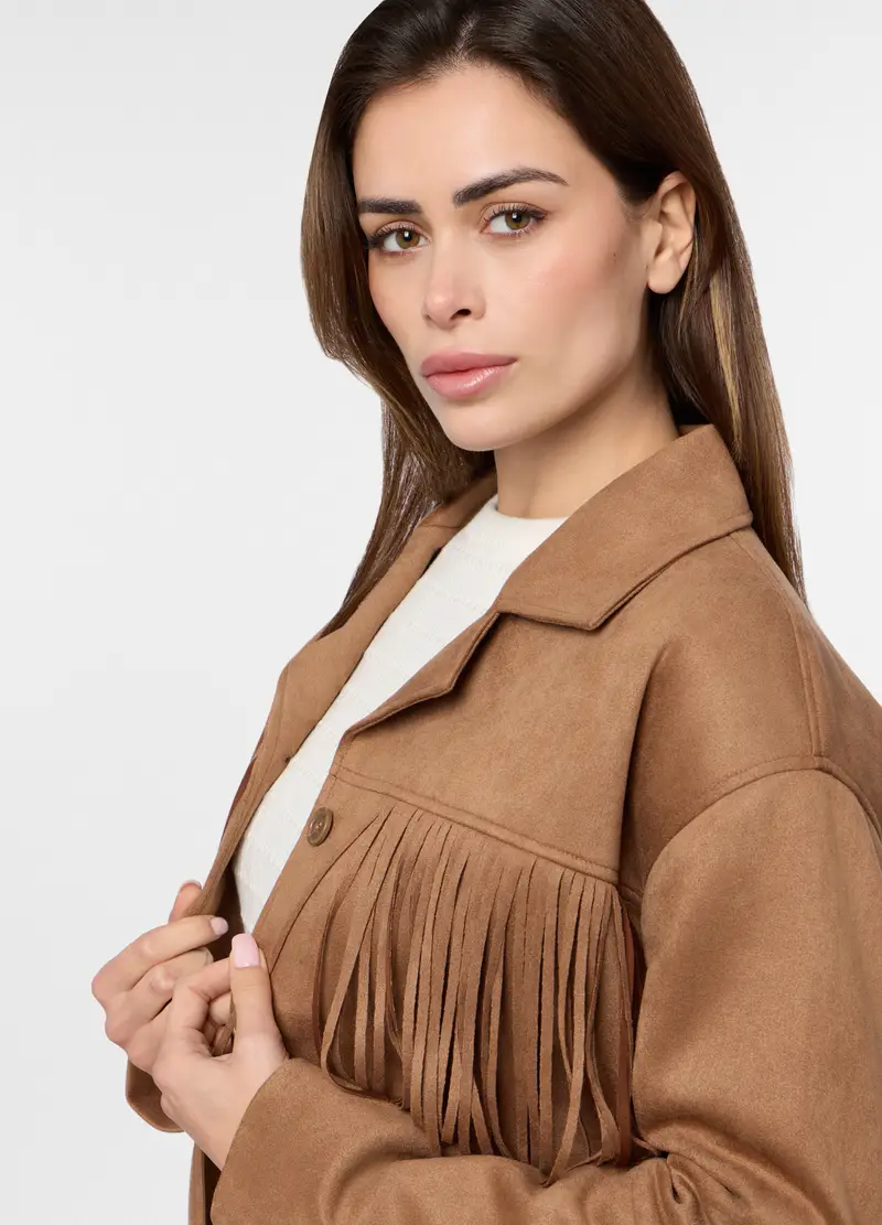 Giacca Scamosciata Donna, Marrone chiaro miniatura 3