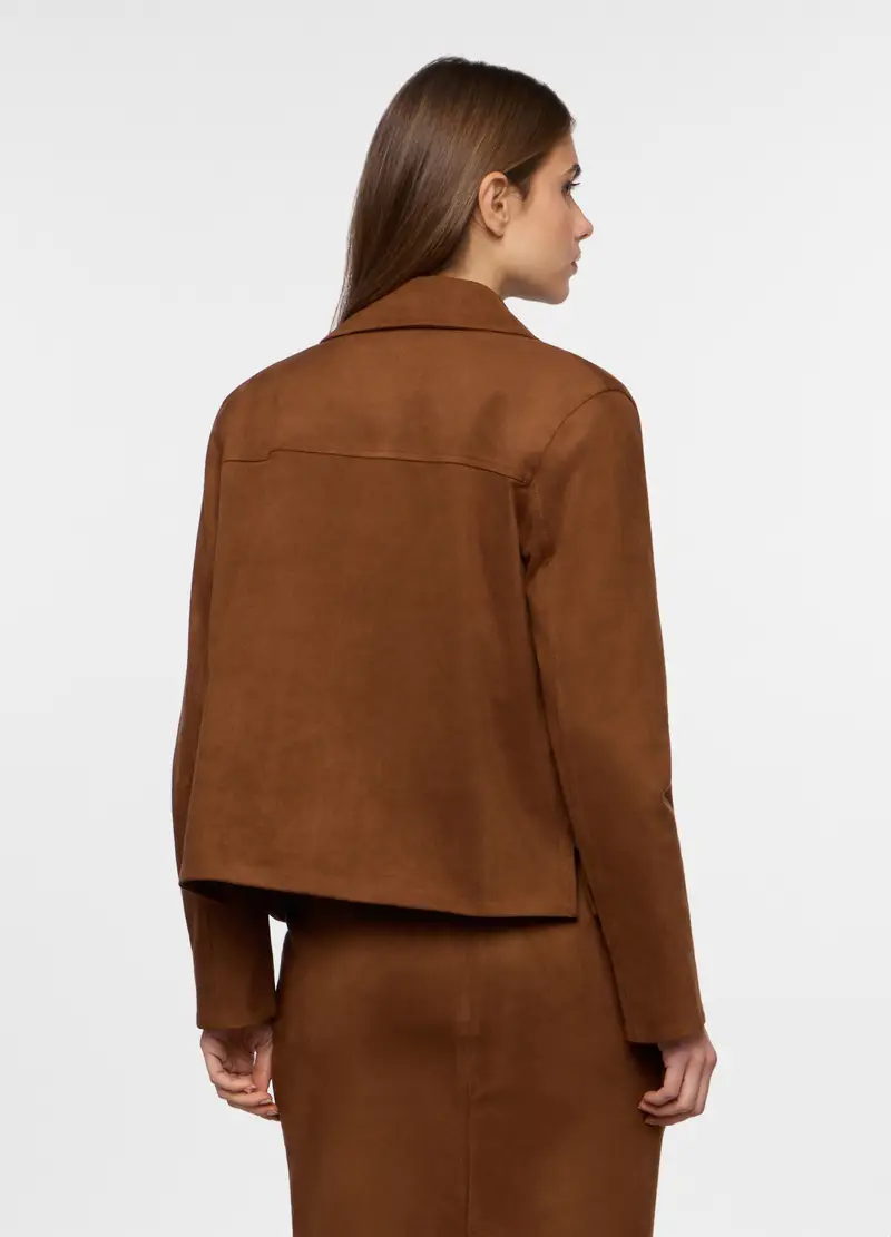 Giacca Scamosciata Donna, Marrone cioccolato miniatura 2