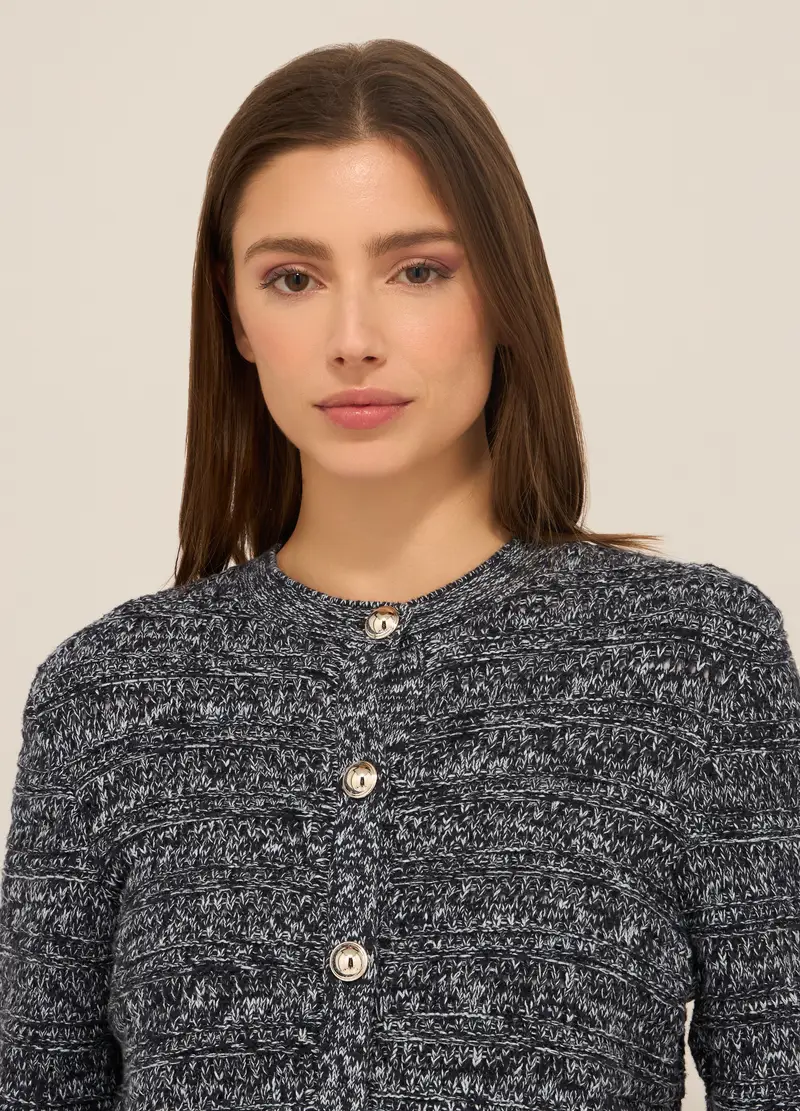 Upim, Giacca Tricot In Puro Cotone Mélange Donna, Blu melange, Taglia: S miniatura 2