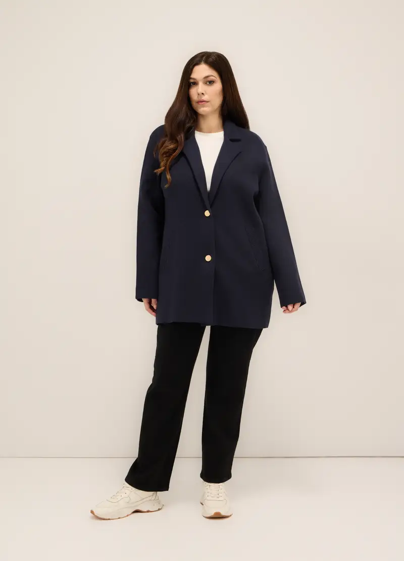 Upim, Giacca Tricot Misto Viscosa Donna Curvy, Blu navy, Taglia: S/M