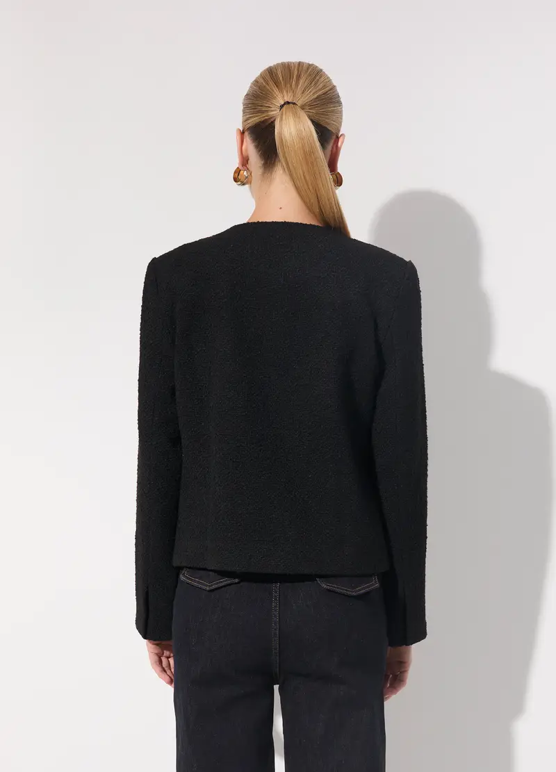 Giacchia Bouclé In Misto Lana E Viscosa Donna, Unisex, Nero miniatura 3