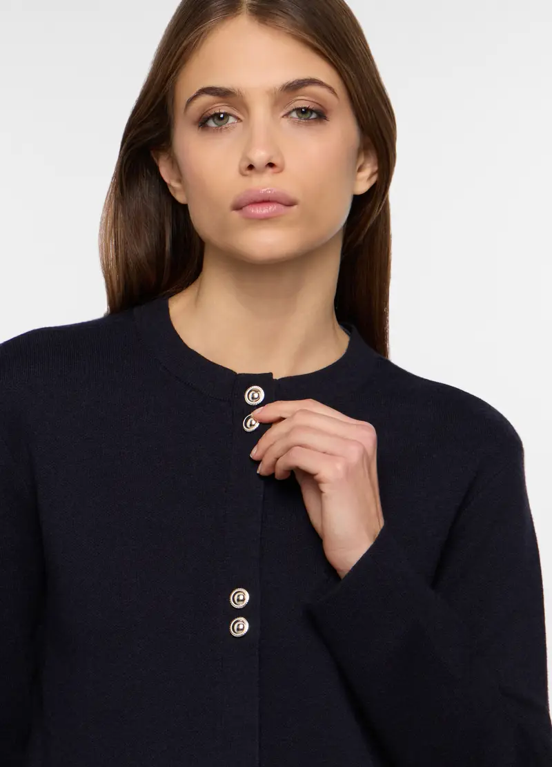 Giacchina In Maglia Stretch Donna, Blu scuro miniatura 3