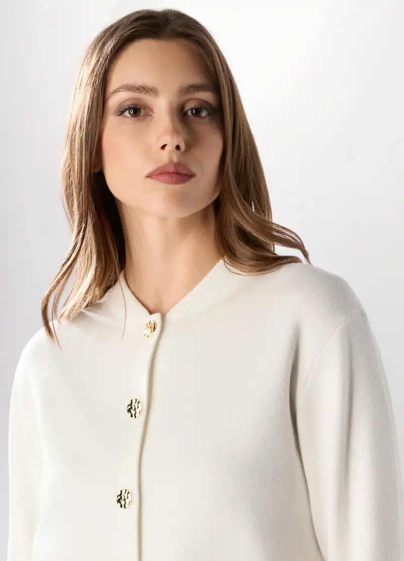 Giacchina Misto Viscosa Donna, Bianco gesso miniatura 3