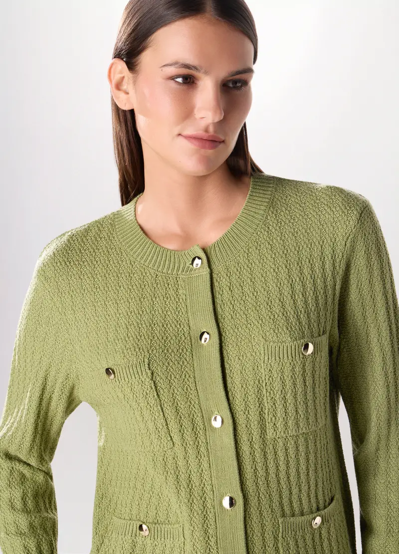 Giacchina Tricot Donna, Verde chiaro miniatura 3