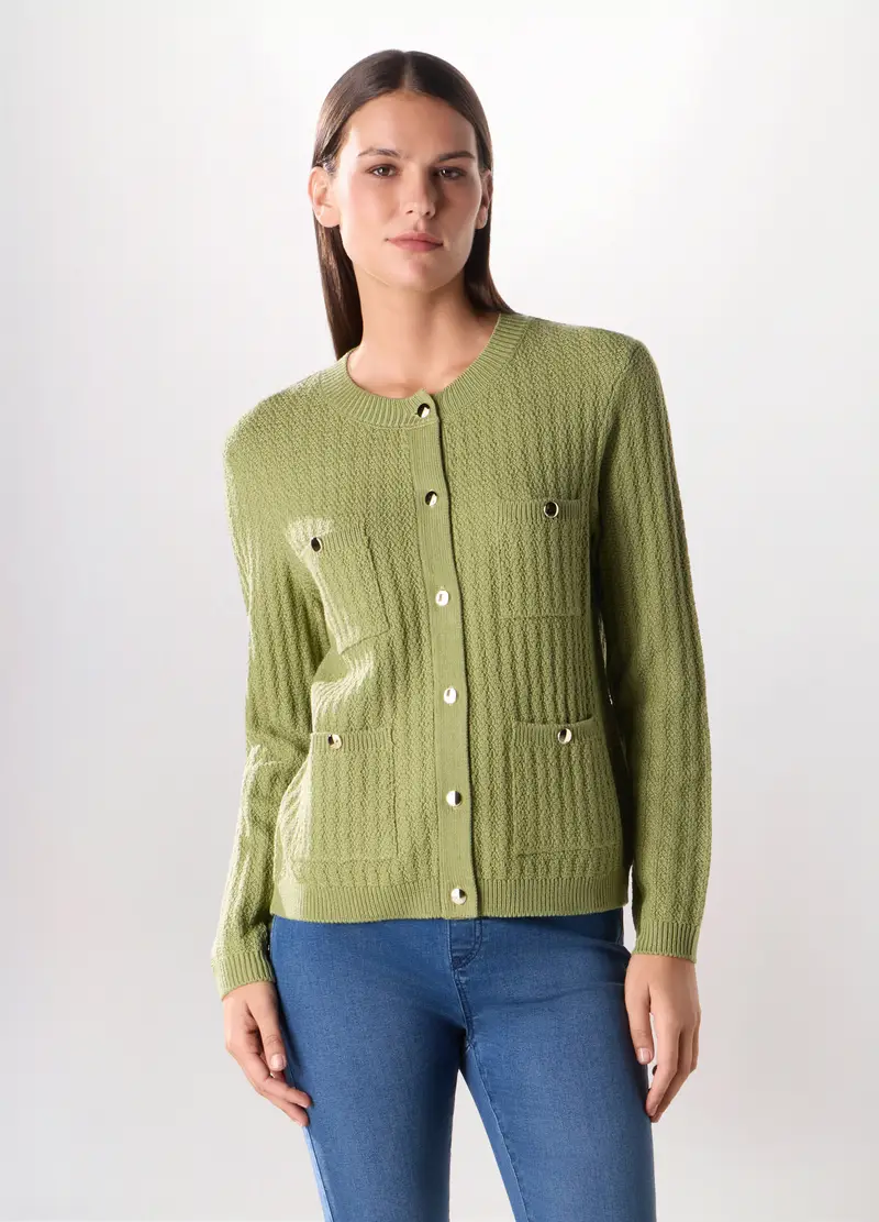 Giacchina Tricot Donna, Verde chiaro
