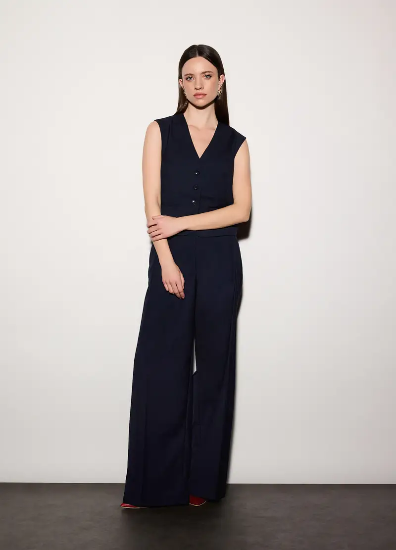 Gilet Corto Misto Viscosa Donna, Unisex, Blu navy