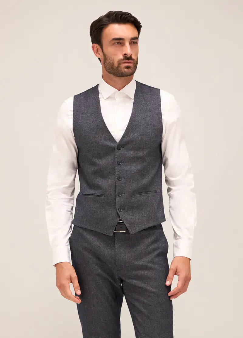 Gilet In Cotone Stretch Uomo, Grigio scuro