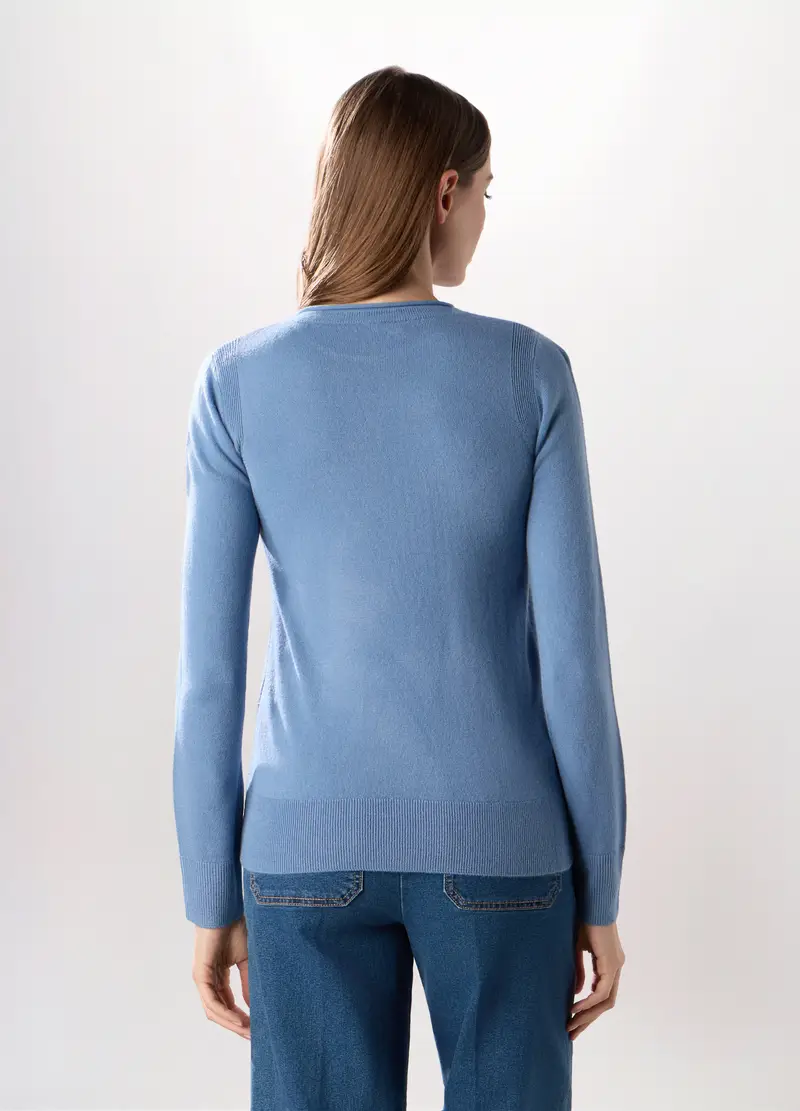 Girocollo Tricot Donna, Azzurro carta da zucchero miniatura 2