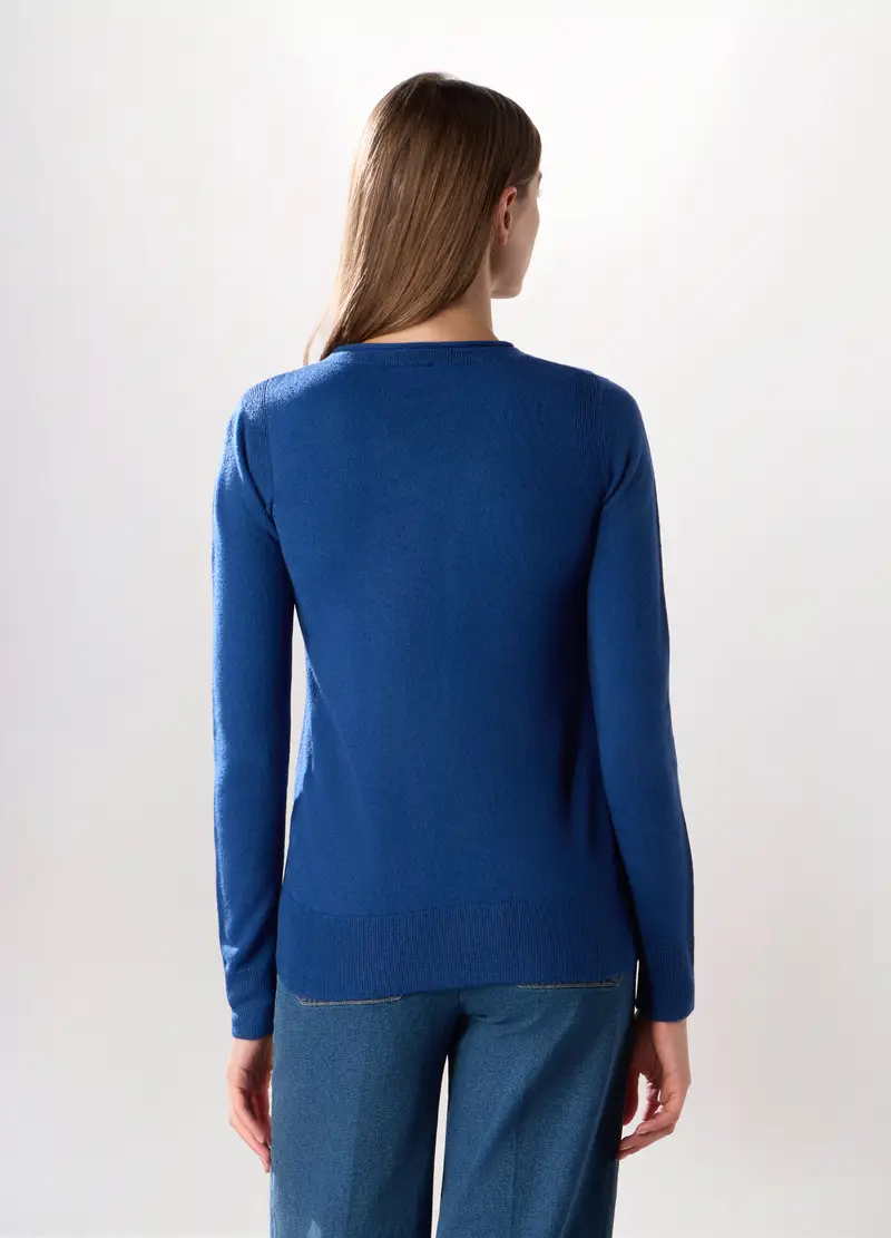 Girocollo Tricot Donna, Blu elettrico miniatura 2