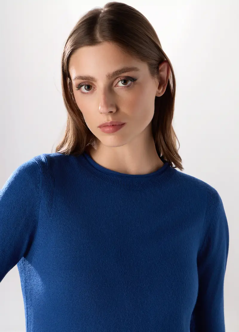Girocollo Tricot Donna, Blu elettrico miniatura 3