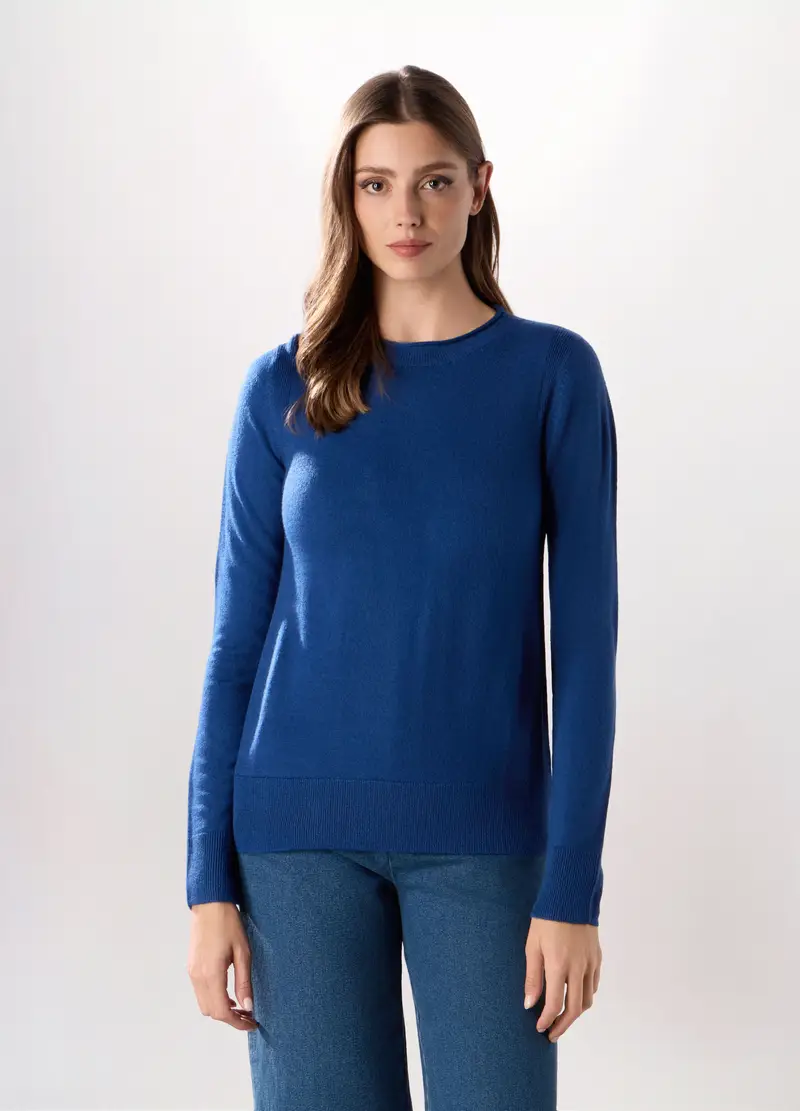 Girocollo Tricot Donna, Blu elettrico