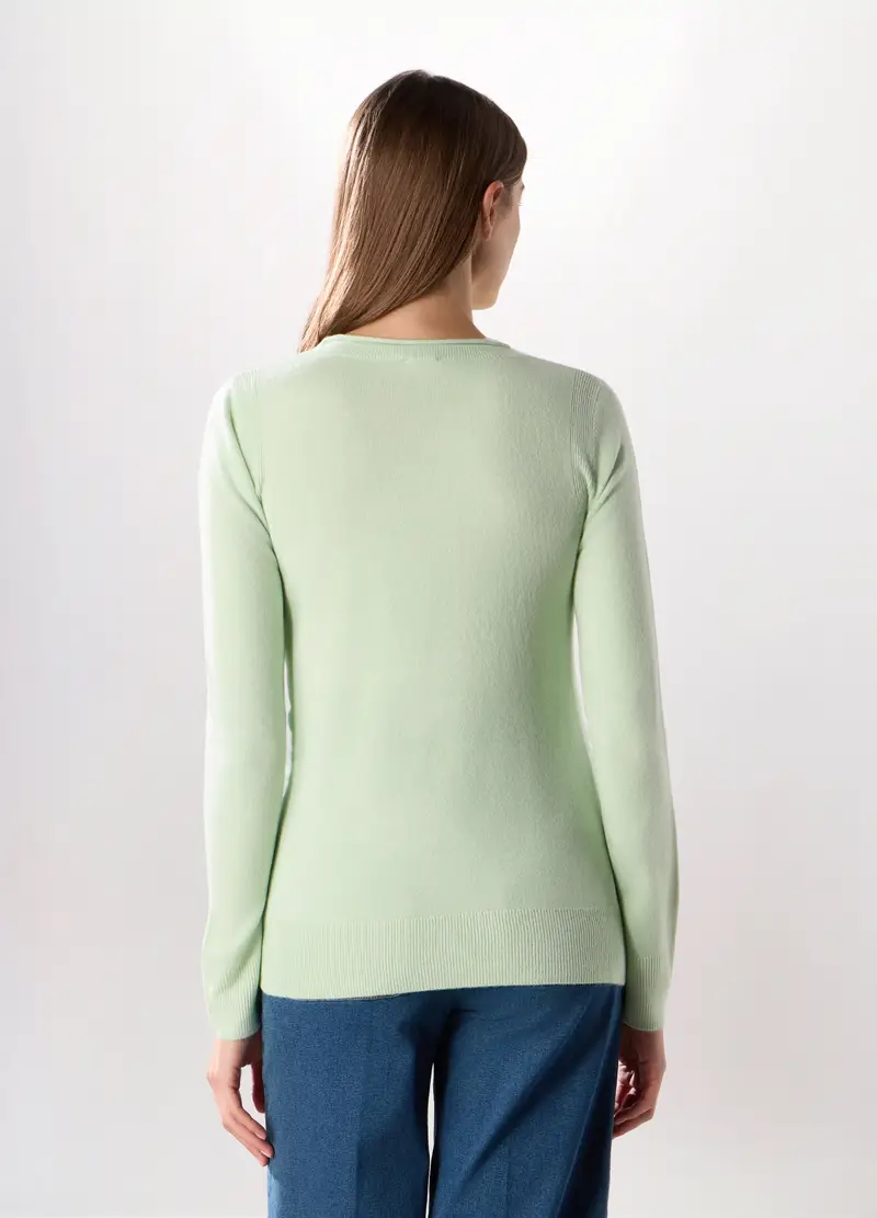 Girocollo Tricot Donna, Verde chiaro miniatura 2