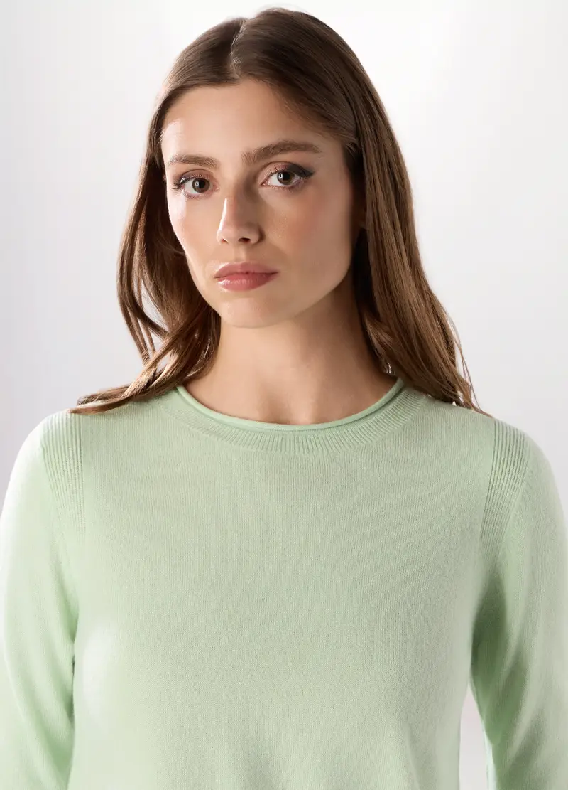 Girocollo Tricot Donna, Verde chiaro miniatura 3