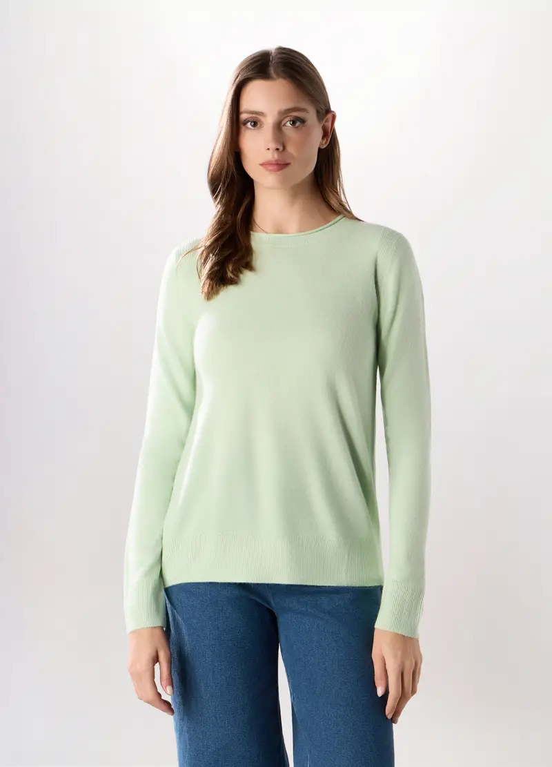 Girocollo Tricot Donna, Verde chiaro