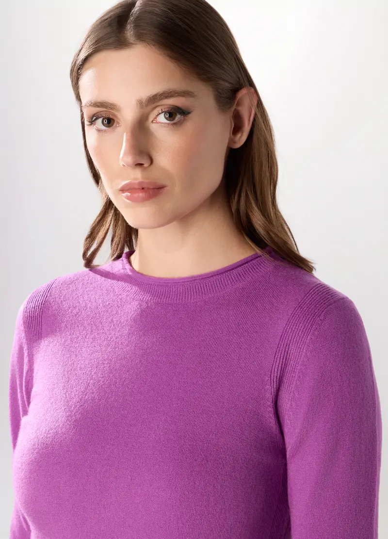 Girocollo Tricot Donna, Viola malva miniatura 3