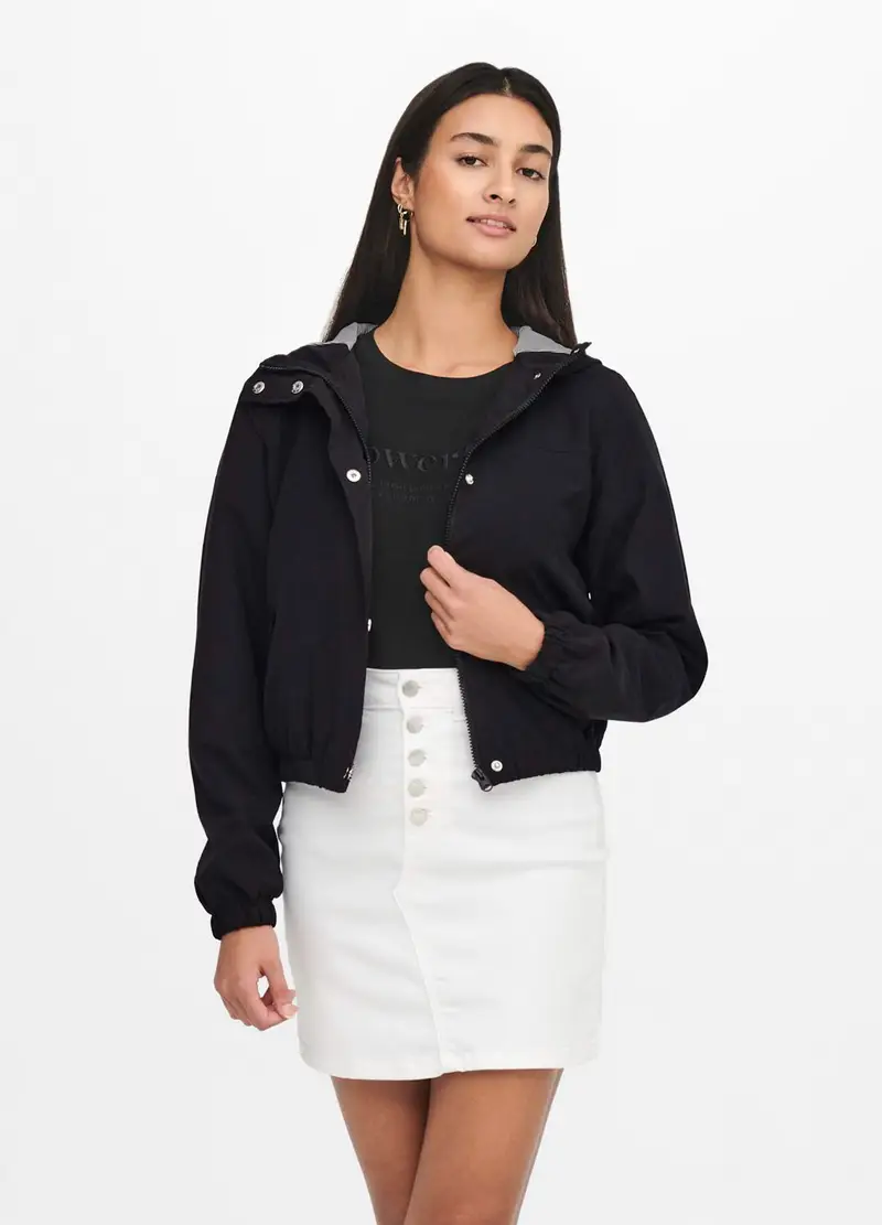 Giubbino Con Cappuccio Donna, Unisex, Nero miniatura 3