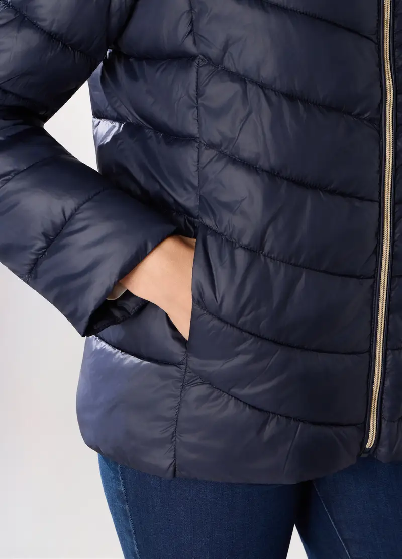 Giubbino Imbottito A Collo Alto Donna, Blu navy miniatura 3