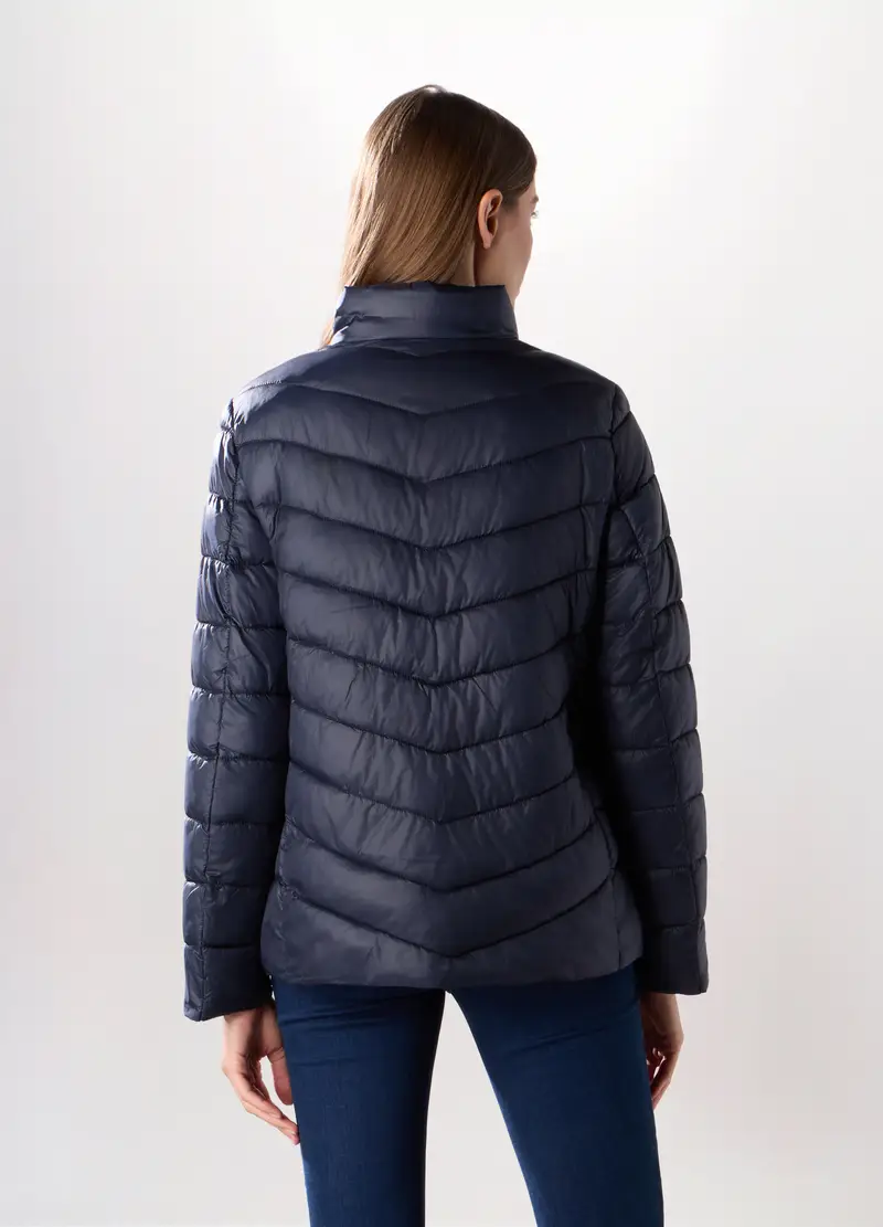 Giubbino Imbottito A Collo Alto Donna, Blu navy miniatura 2