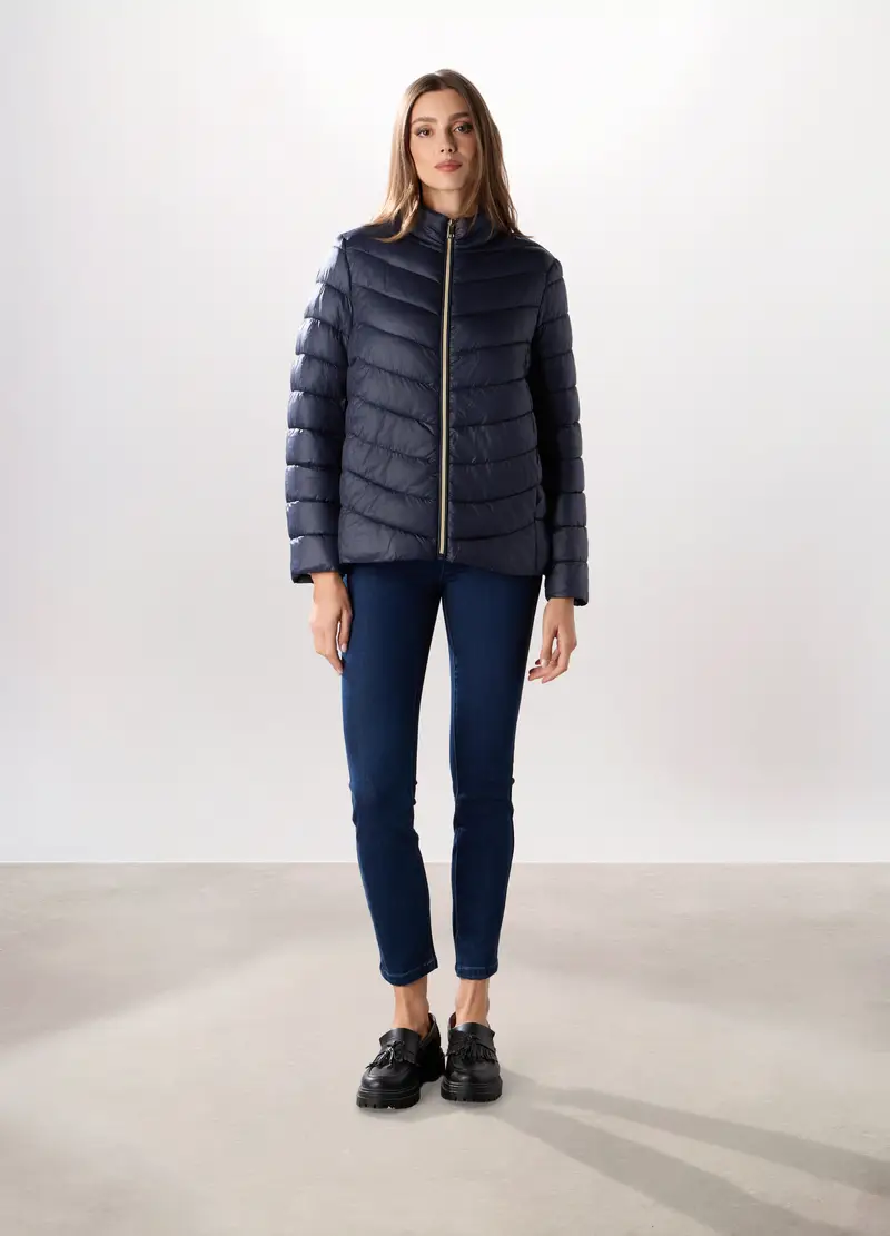 Giubbino Imbottito A Collo Alto Donna, Blu navy